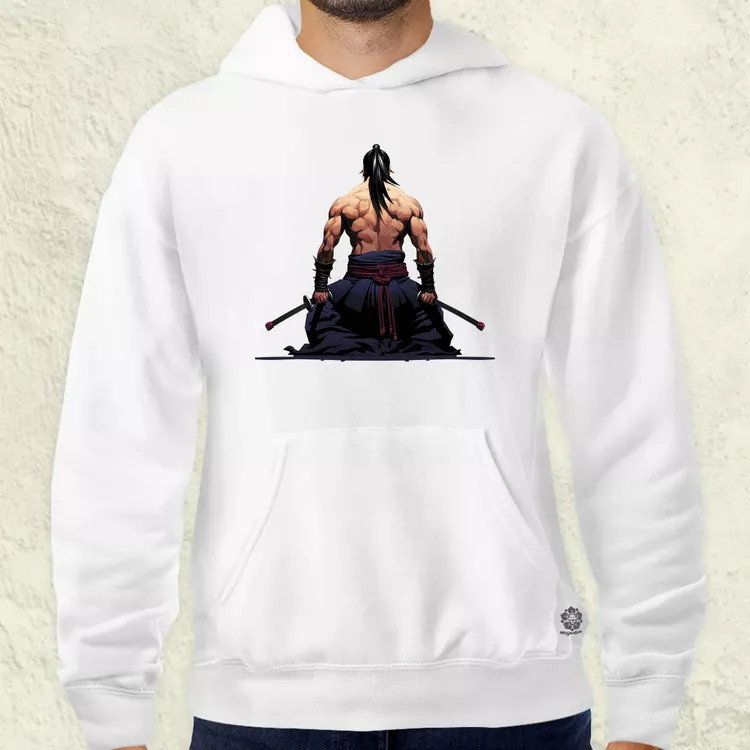 Pixelart Szamuráj hátulról v1 férfi pulóver