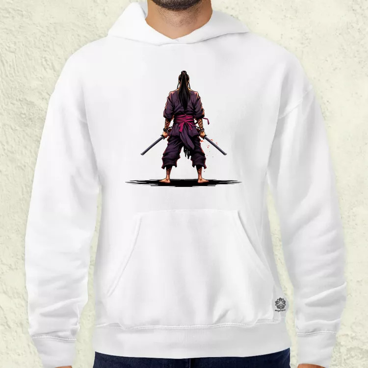 Pixelart Szamuráj hátulról v2 férfi pulóver