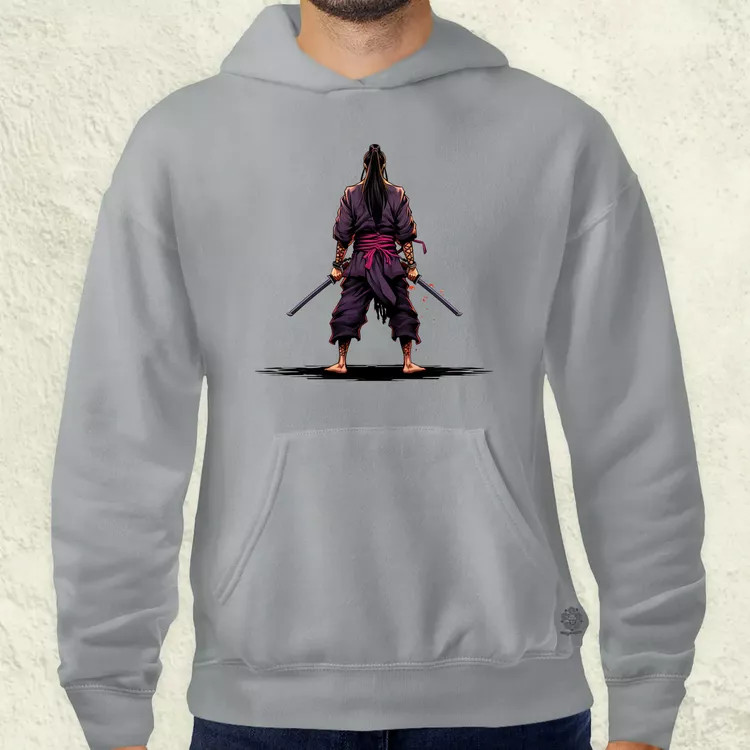 Pixelart Szamuráj hátulról v2 férfi pulóver