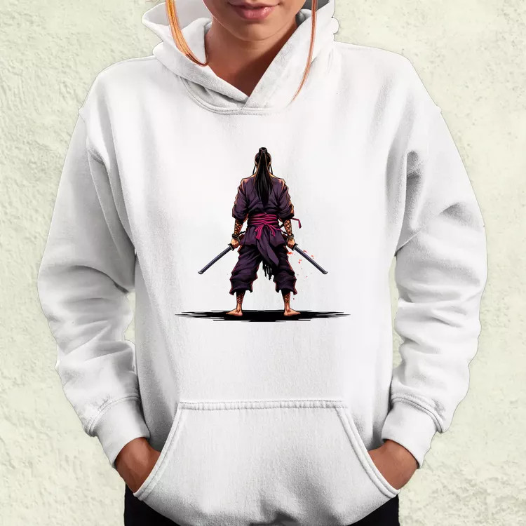 Pixelart Szamuráj hátulról v2 női pulóver