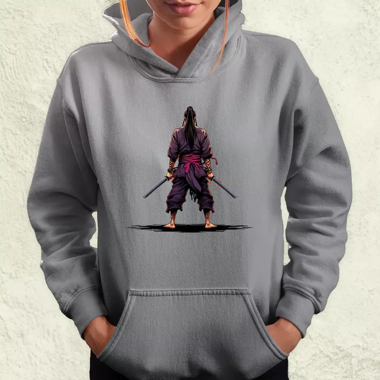 Pixelart Szamuráj hátulról v2 női pulóver