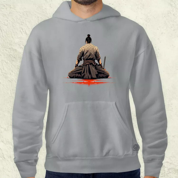 Pixelart Szamuráj hátulról v3 férfi pulóver