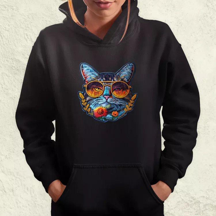 Hímzett macska v3 női pulóver