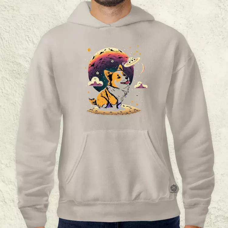 Corgi játszik a holddal v1 férfi pulóver