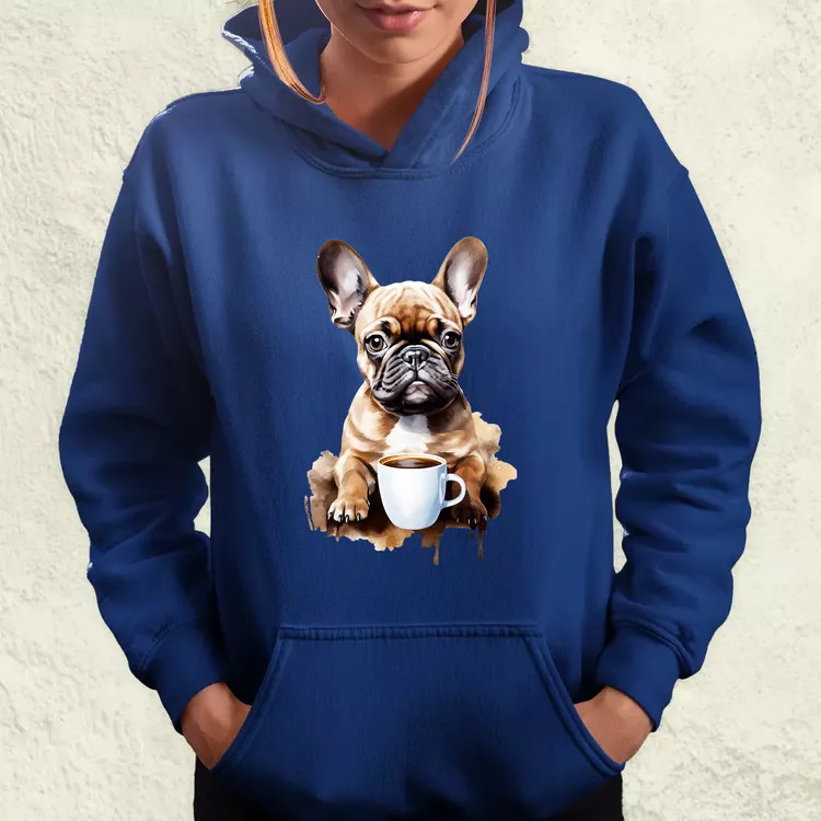 Francia buldog kávézik v1 női pulóver