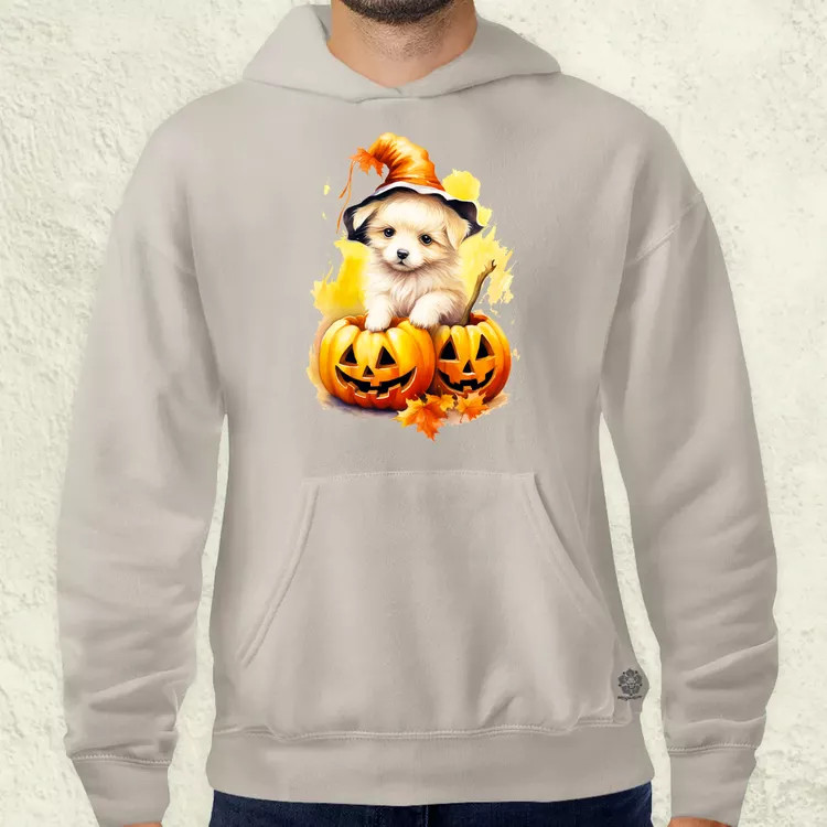 Halloween tök és kutyus v4 férfi pulóver