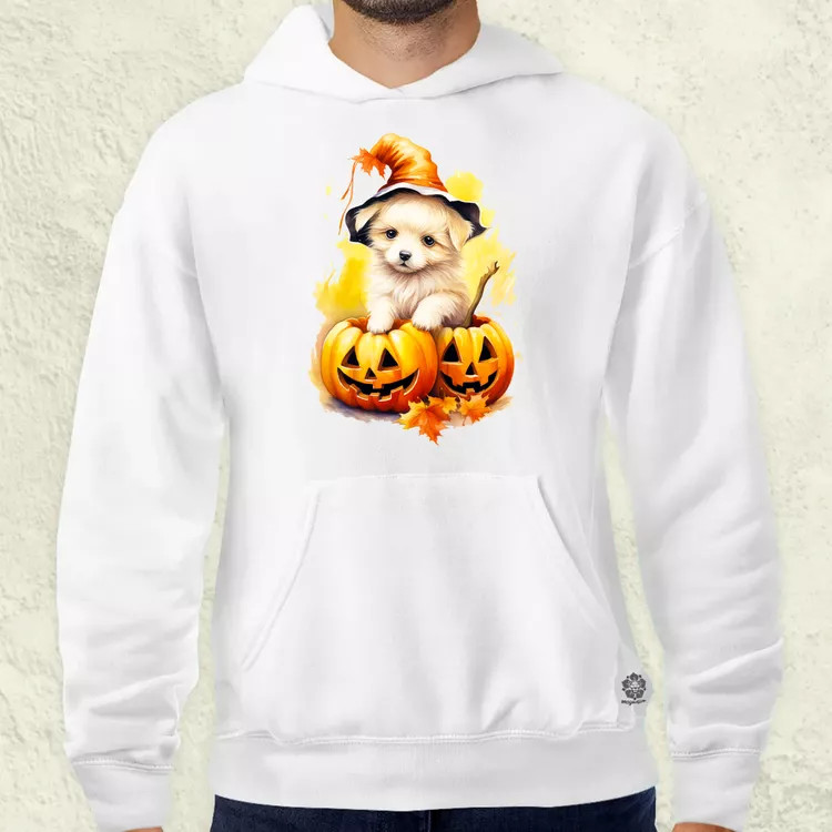 Halloween tök és kutyus v4 férfi pulóver