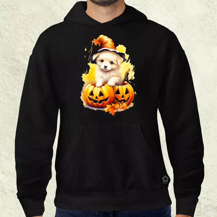 Halloween tök és kutyus v4 férfi pulóver