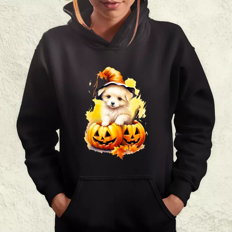Halloween tök és kutyus v4 női pulóver