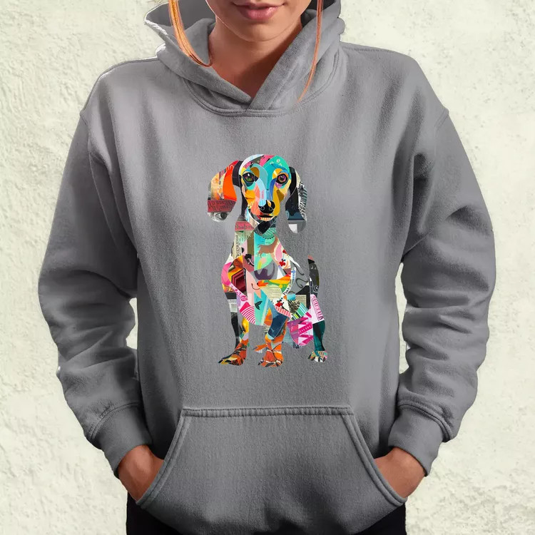 Papír kollázs tacskó v2 női pulóver