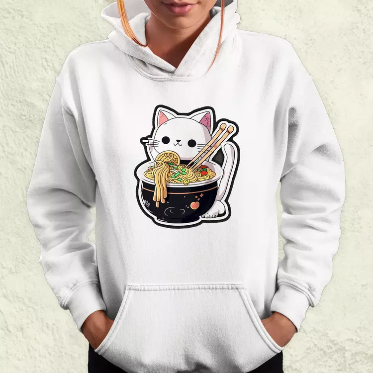 Kawaii rámen cica v3 női pulóver