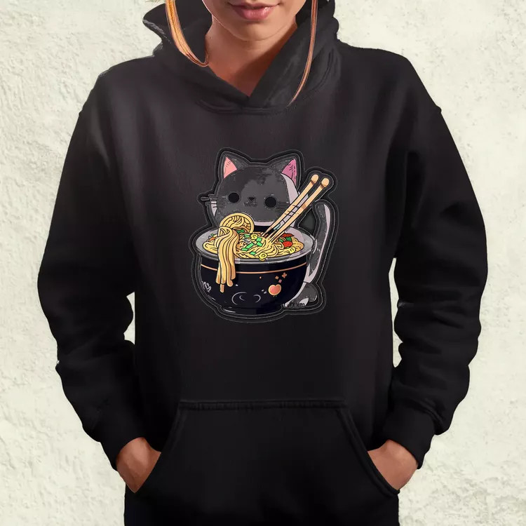 Kawaii rámen cica v3 női pulóver