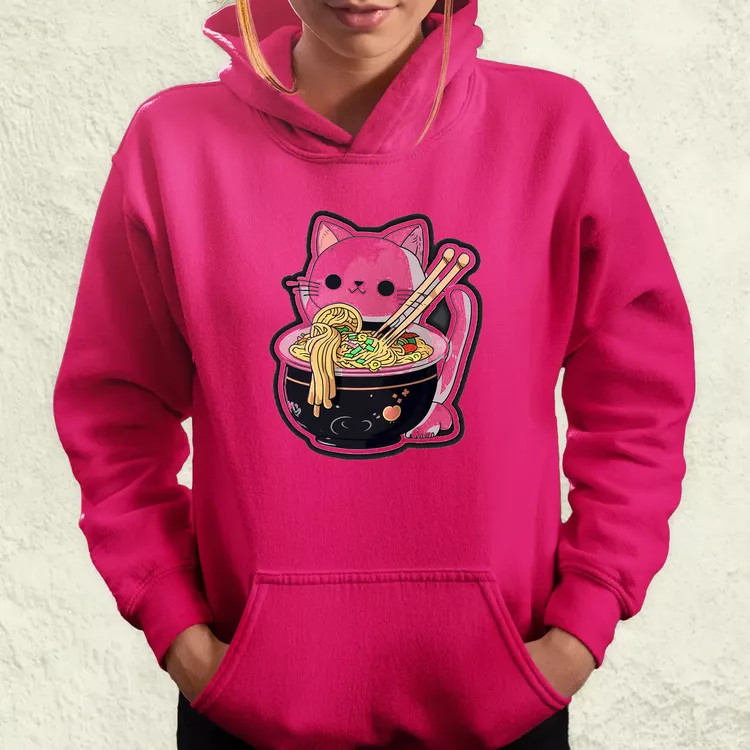 Kawaii rámen cica v3 női pulóver