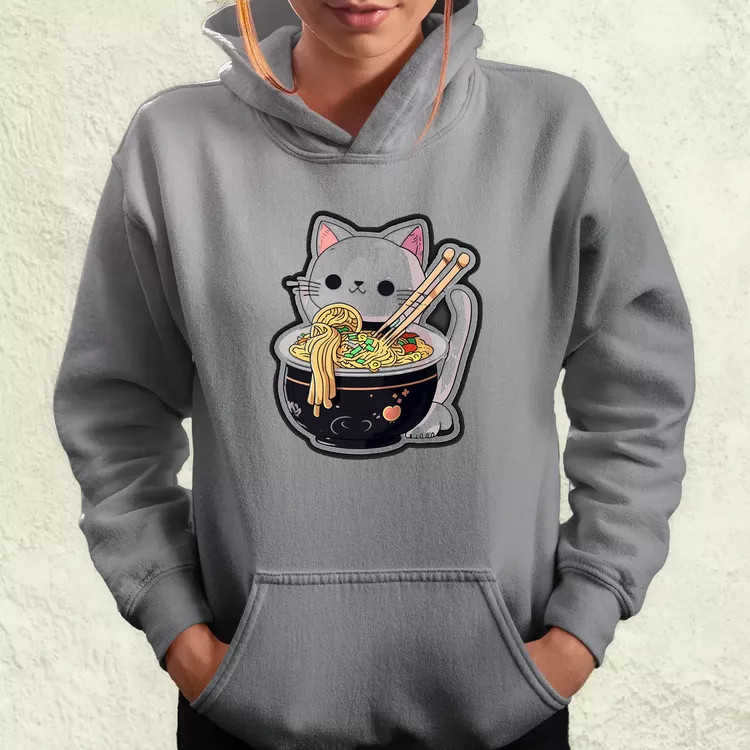 Kawaii rámen cica v3 női pulóver