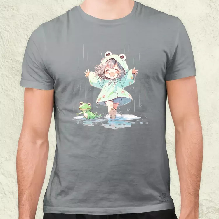 Chibi lány esőben táncol v1 férfi póló