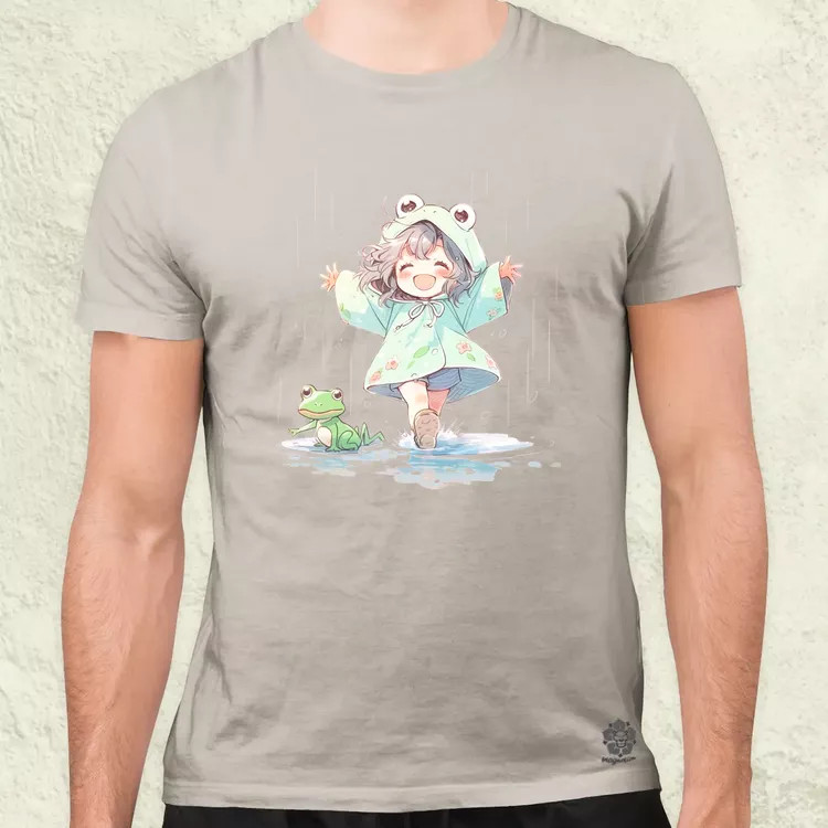 Chibi lány esőben táncol v1 férfi póló