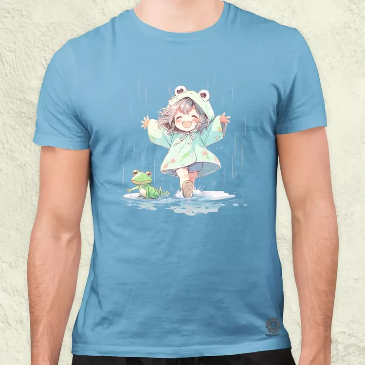 Chibi lány esőben táncol v1 férfi póló
