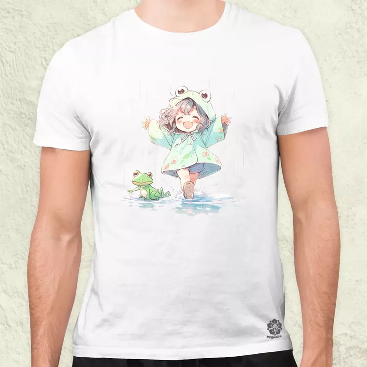 Chibi lány esőben táncol v1 férfi póló