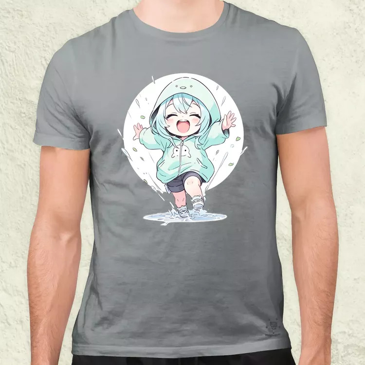 Chibi lány esőben táncol v2 férfi póló