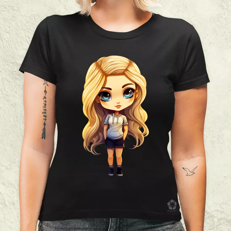 Chibi szőke lány v1 női póló