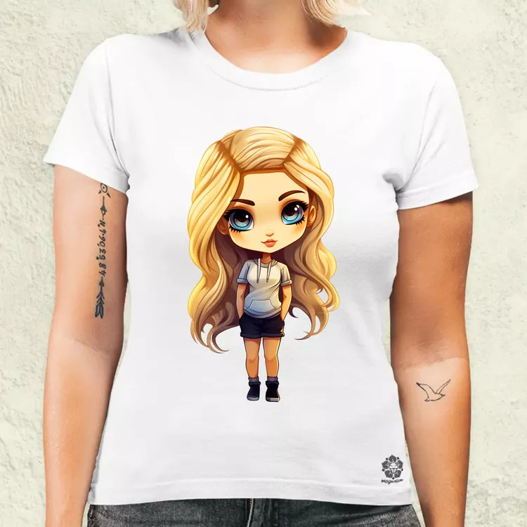 Chibi szőke lány v1 női póló
