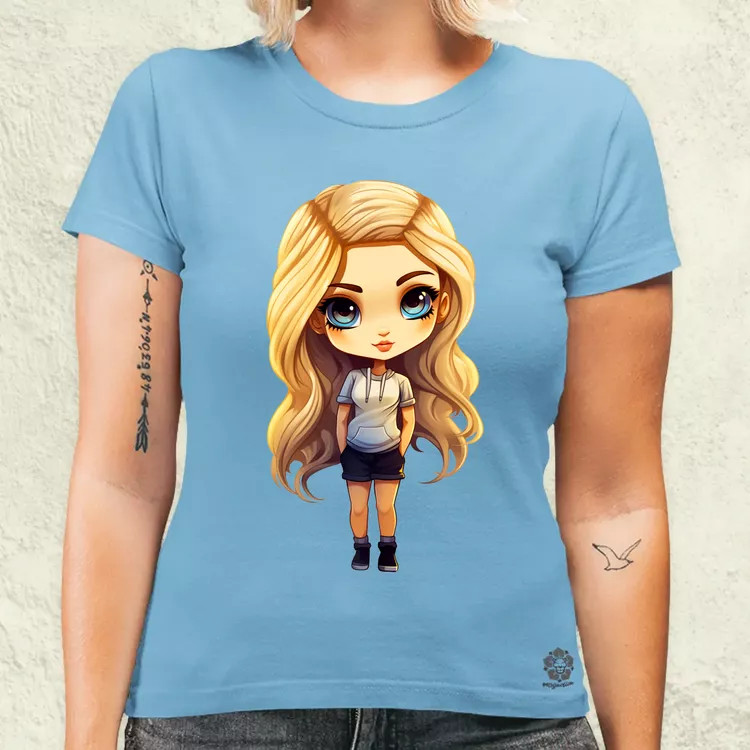 Chibi szőke lány v1 női póló