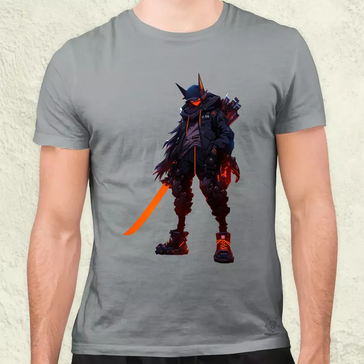 Cyberpunk anime kiborg szamuráj v1 férfi póló