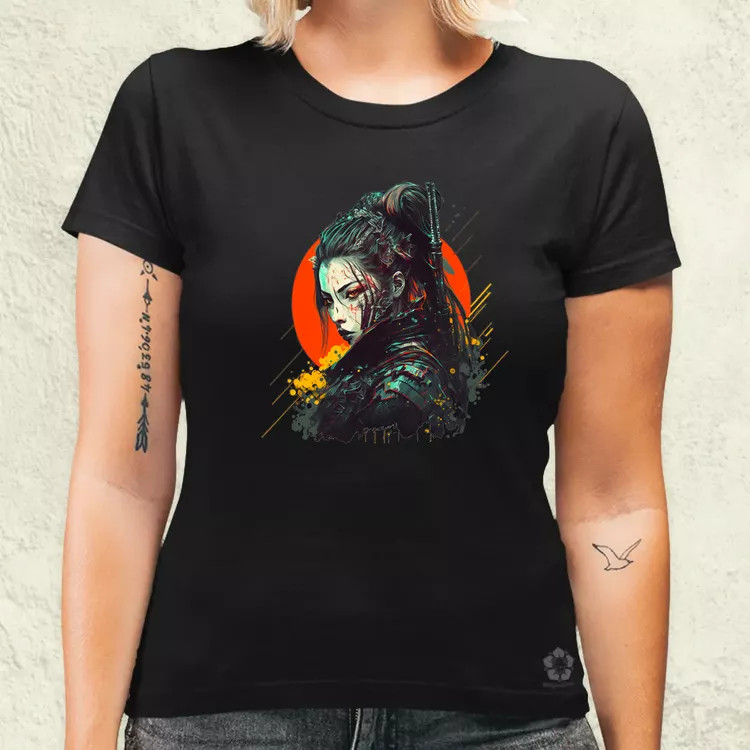 Cyberpunk női szamuráj v1 női póló
