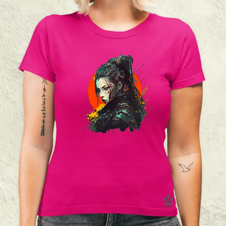 Cyberpunk női szamuráj v1 női póló