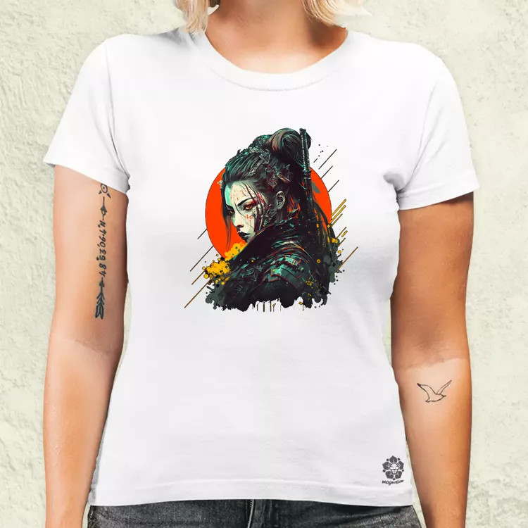 Cyberpunk női szamuráj v1 női póló