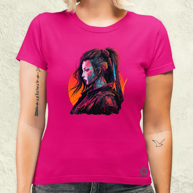 Cyberpunk női szamuráj v2 női póló