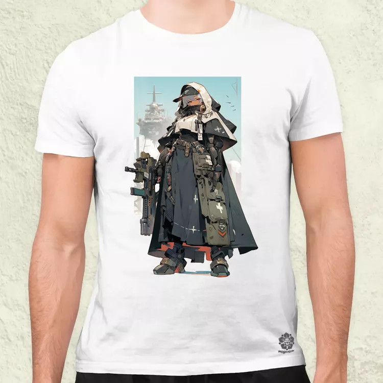 Dieselpunk anime apáca v4 férfi póló