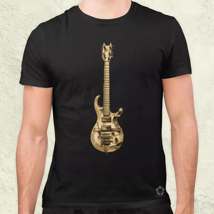 Elektromos gitár szkeccs v2 férfi póló