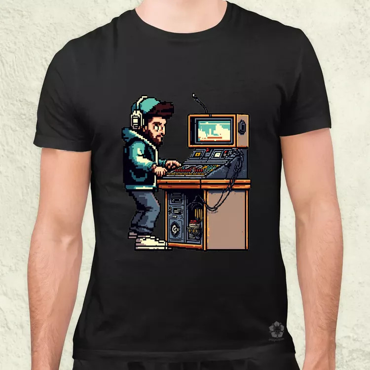 Pixelart DJ v1 férfi póló