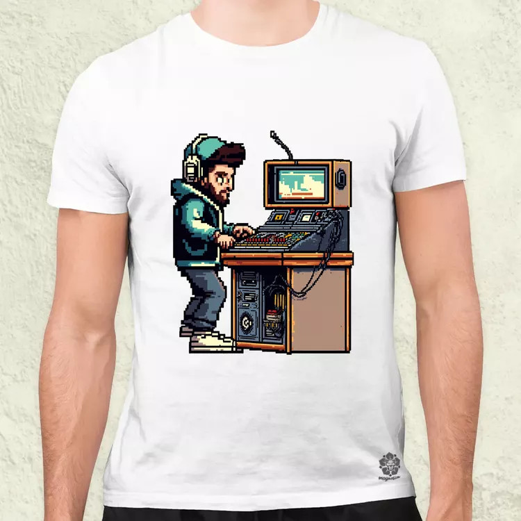 Pixelart DJ v1 férfi póló