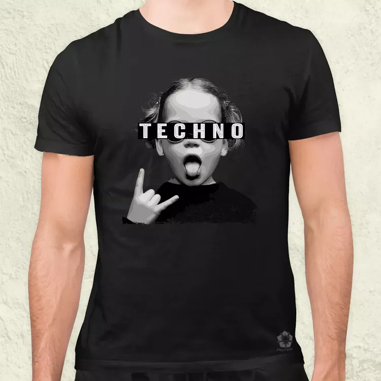 Techno lány férfi póló