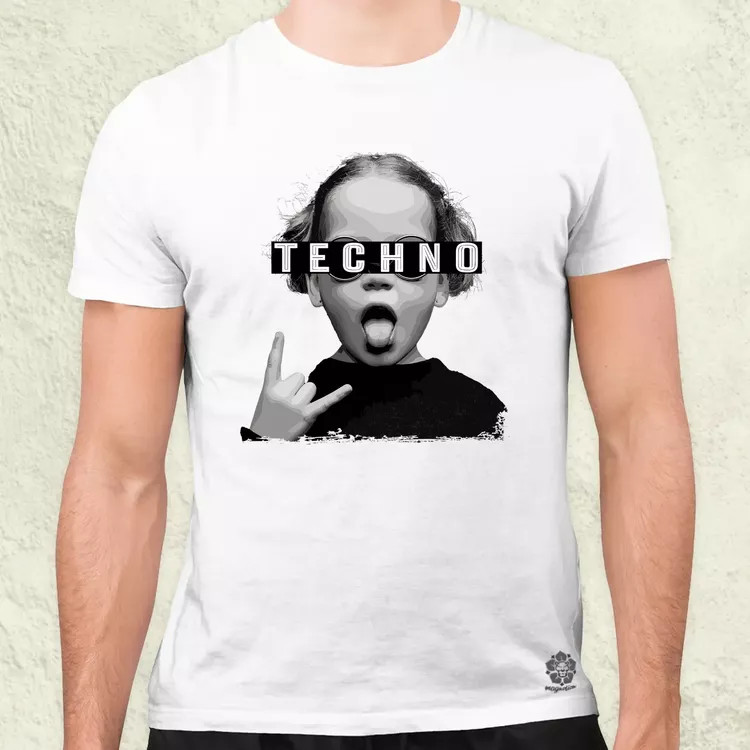 Techno lány férfi póló