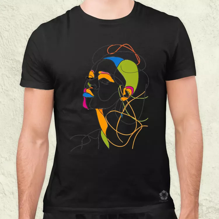 Afro nő rajz portré v1 férfi póló
