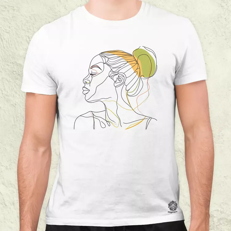 Afro nő rajz portré v2 férfi póló