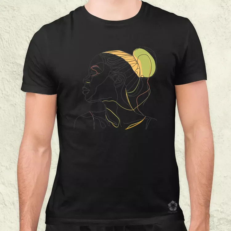 Afro nő rajz portré v2 férfi póló