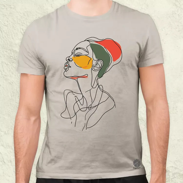 Afro nő rajz portré v3 férfi póló