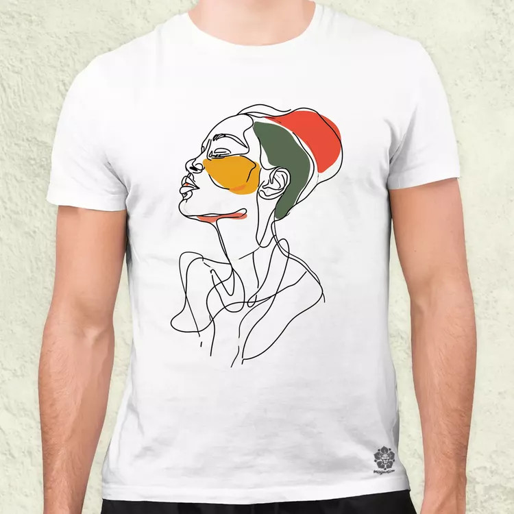 Afro nő rajz portré v3 férfi póló