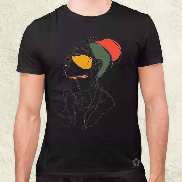 Afro nő rajz portré v3 férfi póló