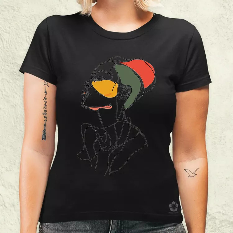 Afro nő rajz portré v3 női póló