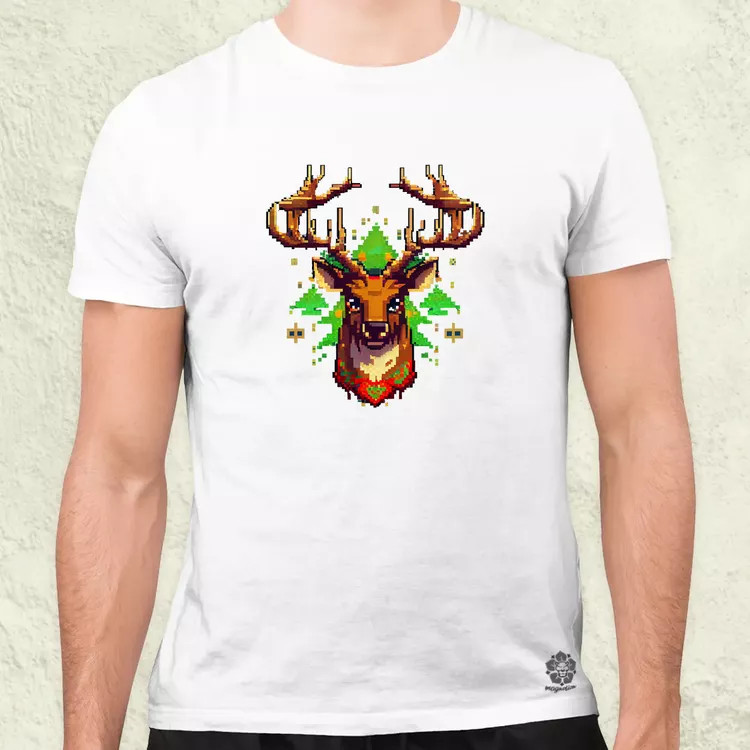 Pixelart XMAS szarvas v1 férfi póló