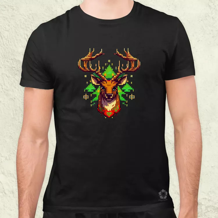 Pixelart XMAS szarvas v1 férfi póló