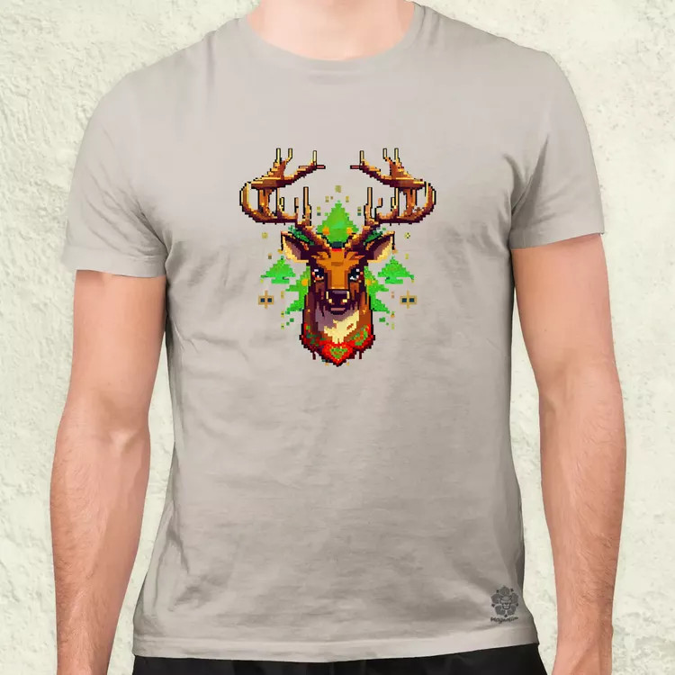 Pixelart XMAS szarvas v1 férfi póló