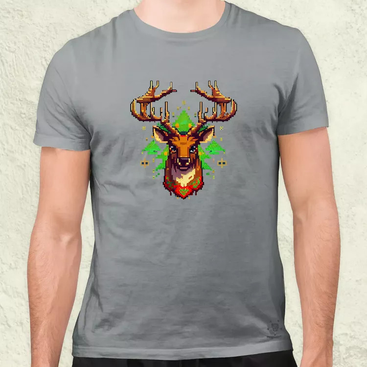 Pixelart XMAS szarvas v1 férfi póló