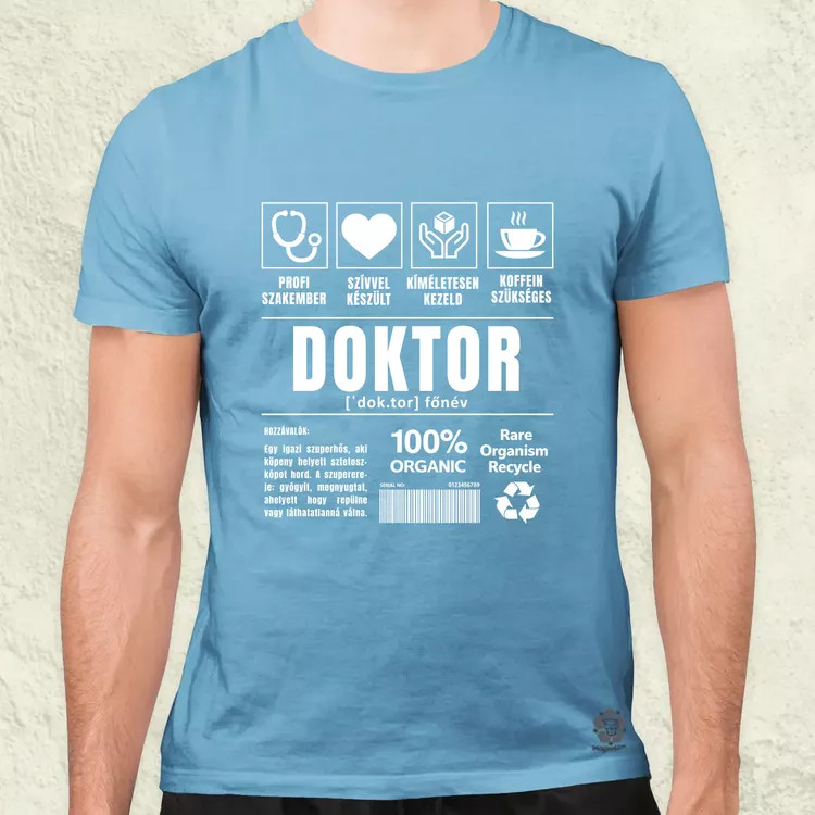Doktor összetevői fehér férfi póló