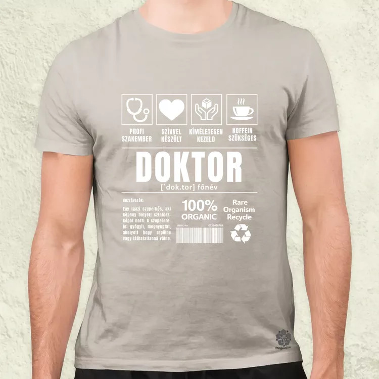 Doktor összetevői fehér férfi póló